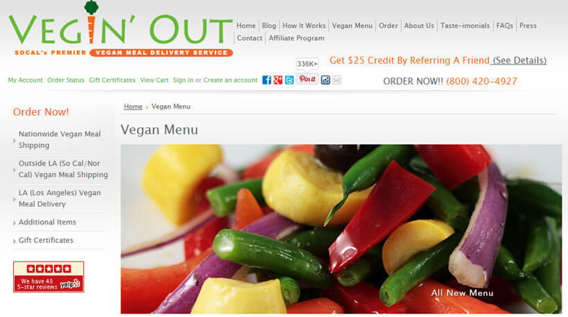 vegin out vegan menu