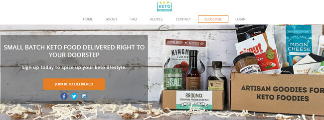 Keto Delivered homepage